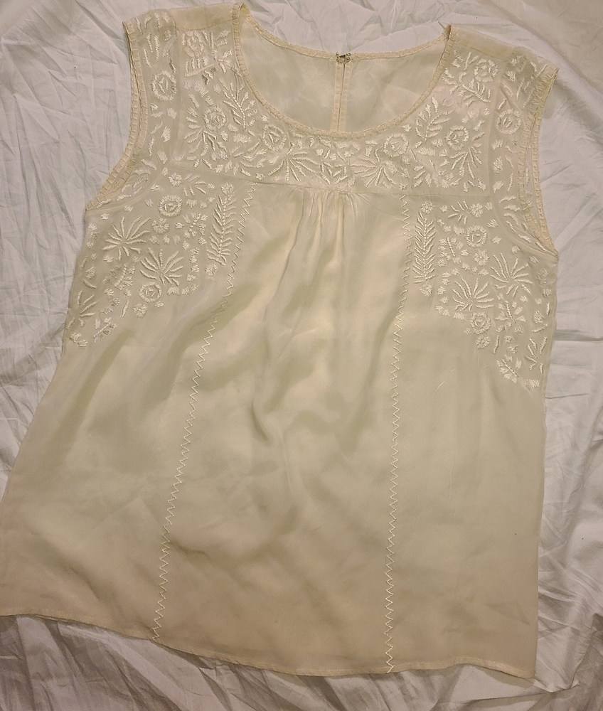 Joie "Alexei" ivory embroidered silk tank top